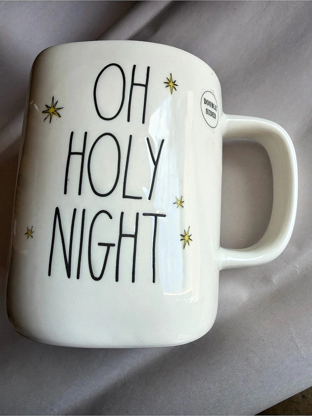 Rae Dunn Oh Holy Night Church Mug White & Blue